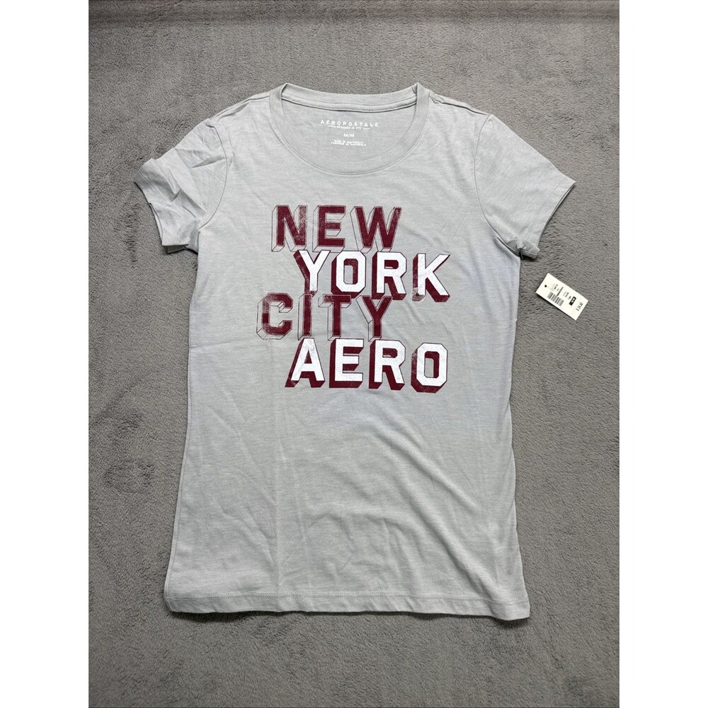 Aeropostale Womens New York City Aero Graphic T-Shirt Grey Medium NWT 3420